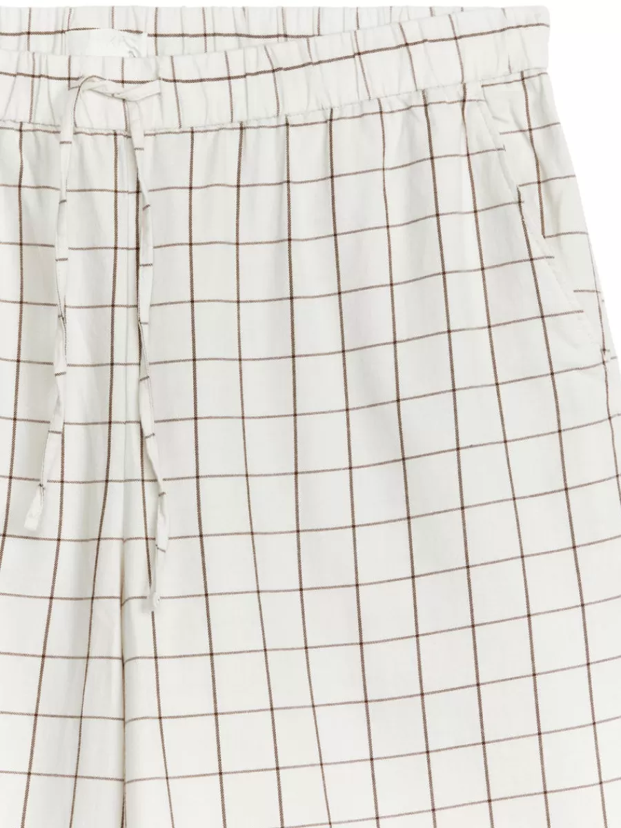 New ARKET Flannel Pyjama Trousers White/Brown