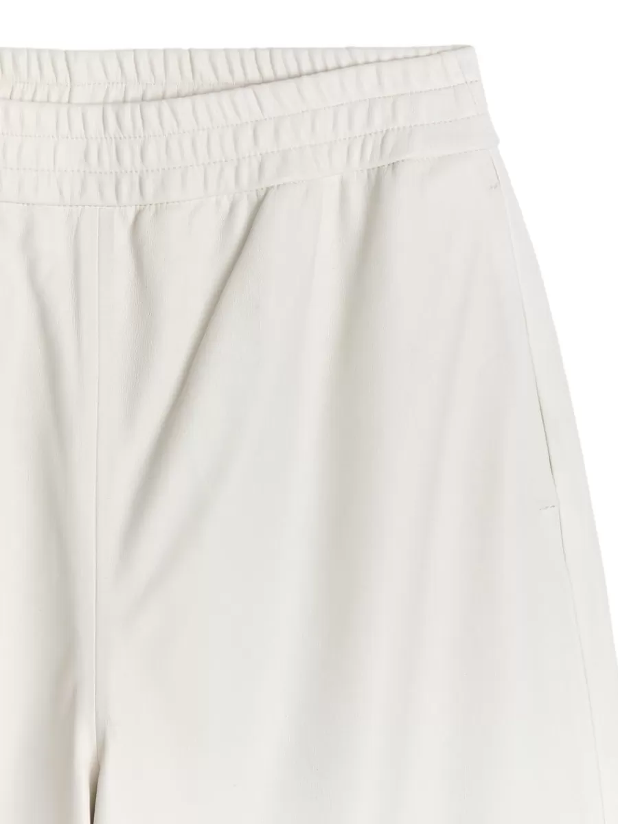 Cheap ARKET Flared Leather Trousers Off White