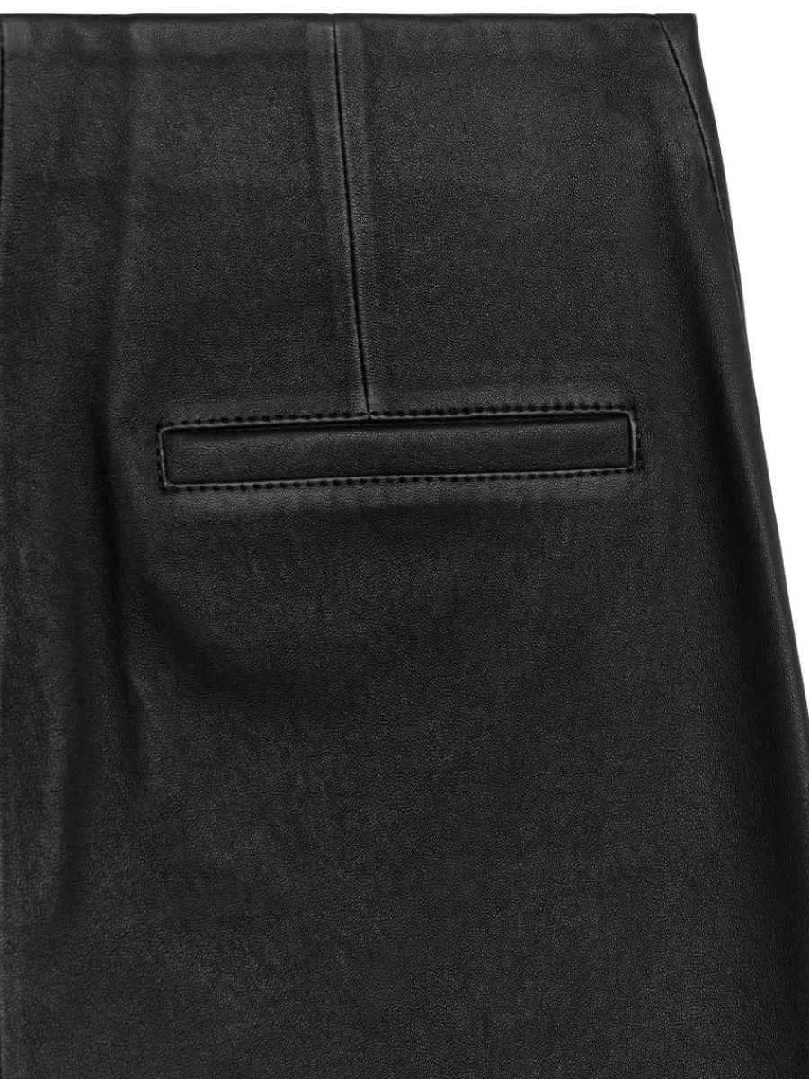 Online ARKET Flared Leather Trousers Black
