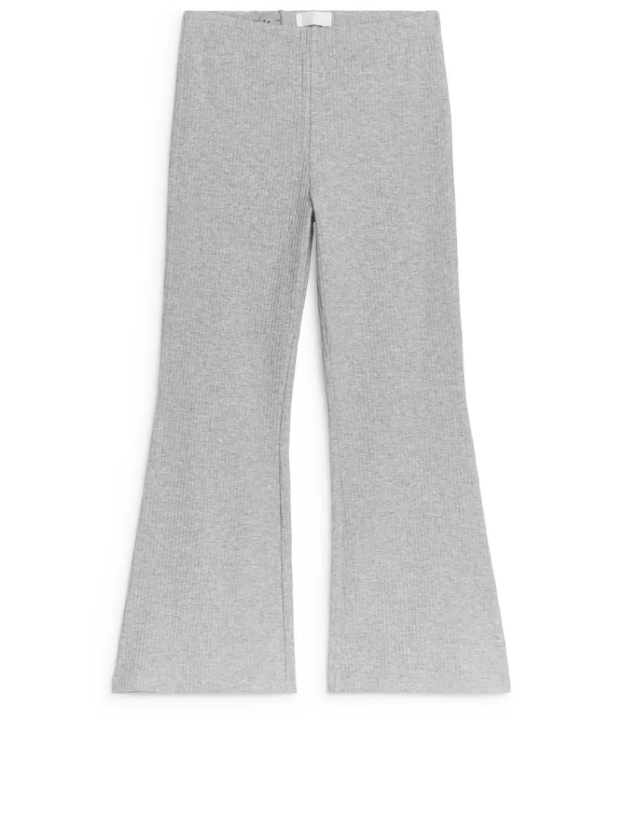 Discount ARKET Flared Rib Leggings Grey Melange
