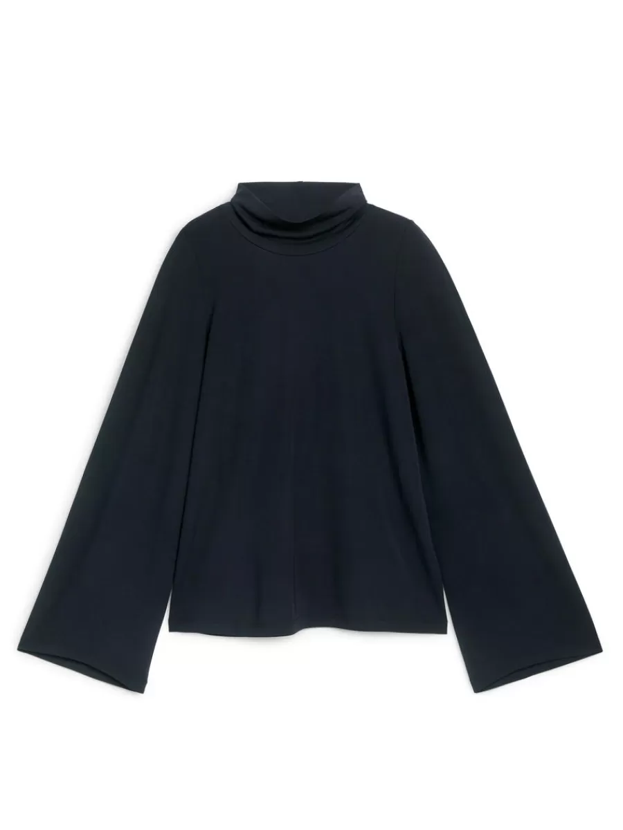 Cheap ARKET Flare-Sleeve Top Dark Blue