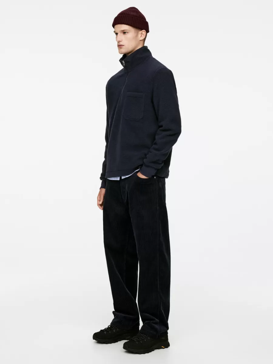 Hot ARKET Fleece Half-Zip Dark Blue