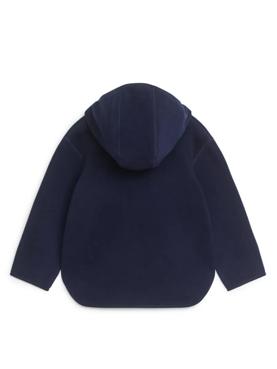 Shop ARKET Fleece Hoodie Dark Blue
