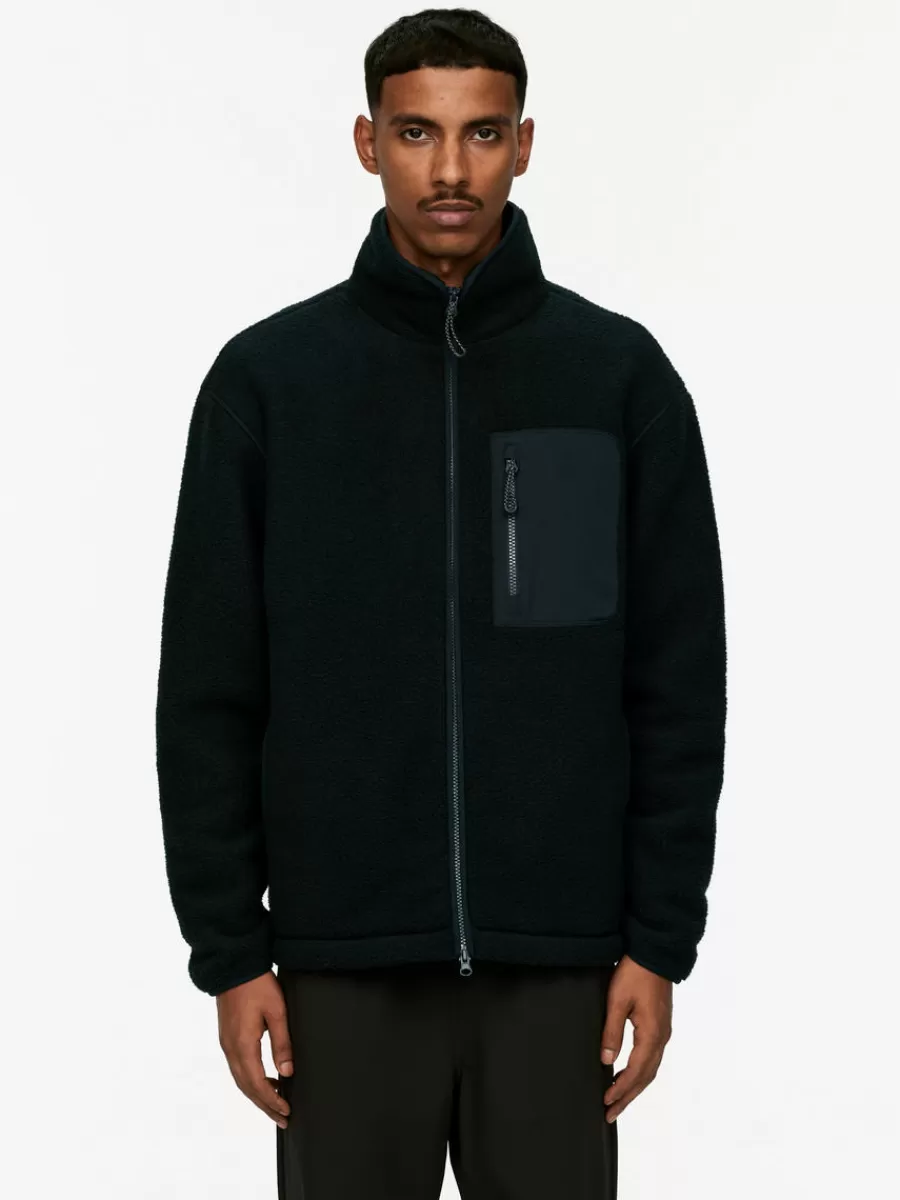 Online ARKET Fleece Jacket Dark Blue