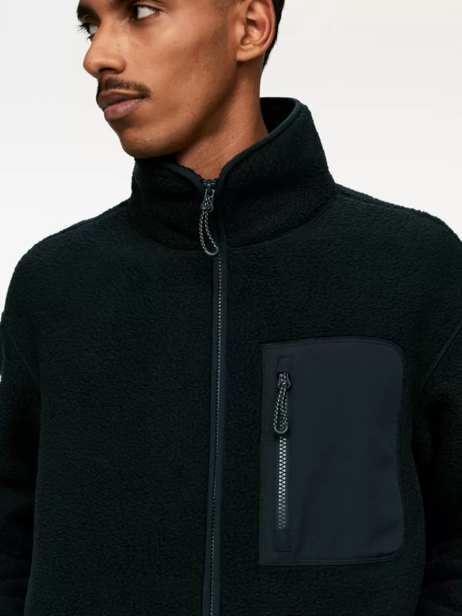 Online ARKET Fleece Jacket Dark Blue