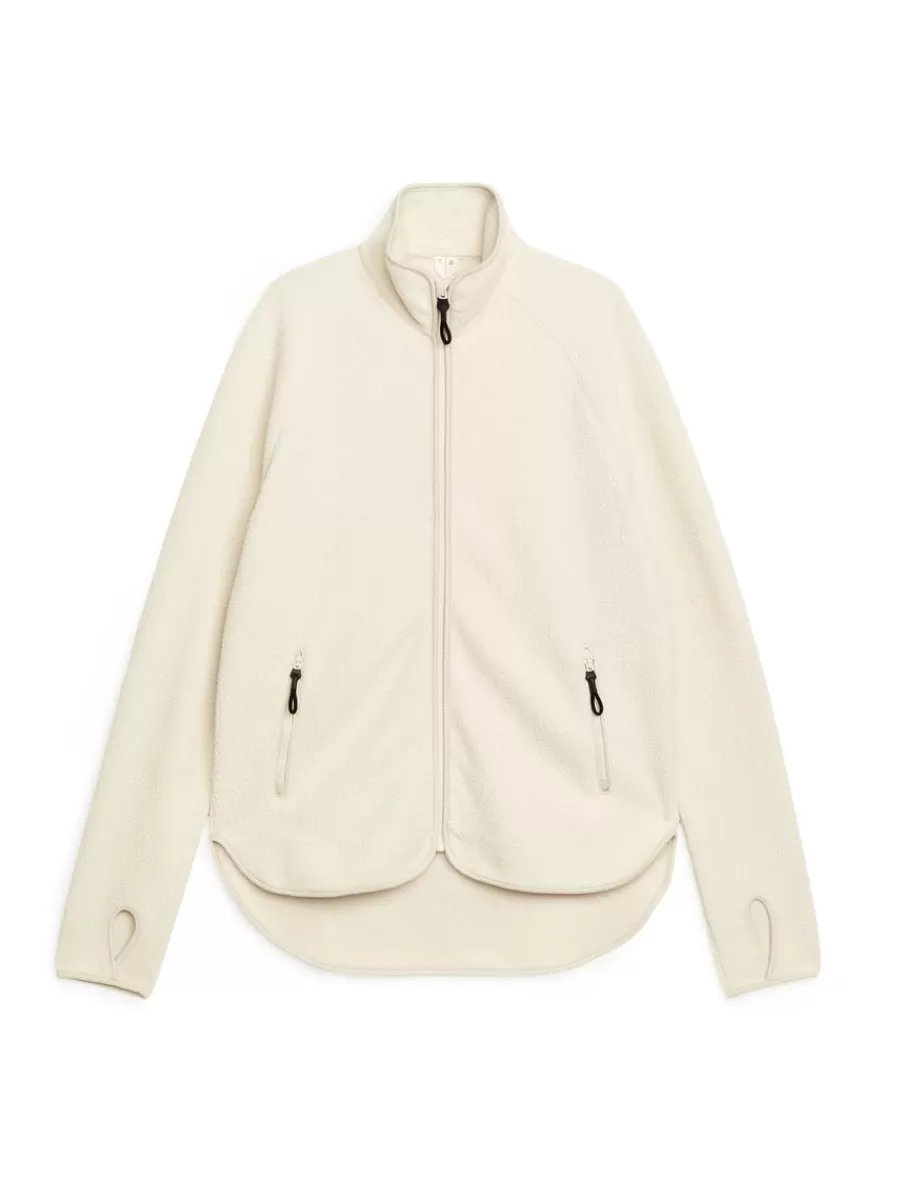 Cheap ARKET Fleece Zip Jacket Off White