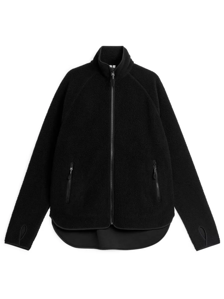 Best Sale ARKET Fleece Zip Jacket Black