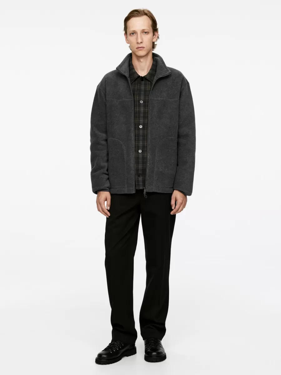 Discount ARKET Fleece Zip Jacket Dark Grey
