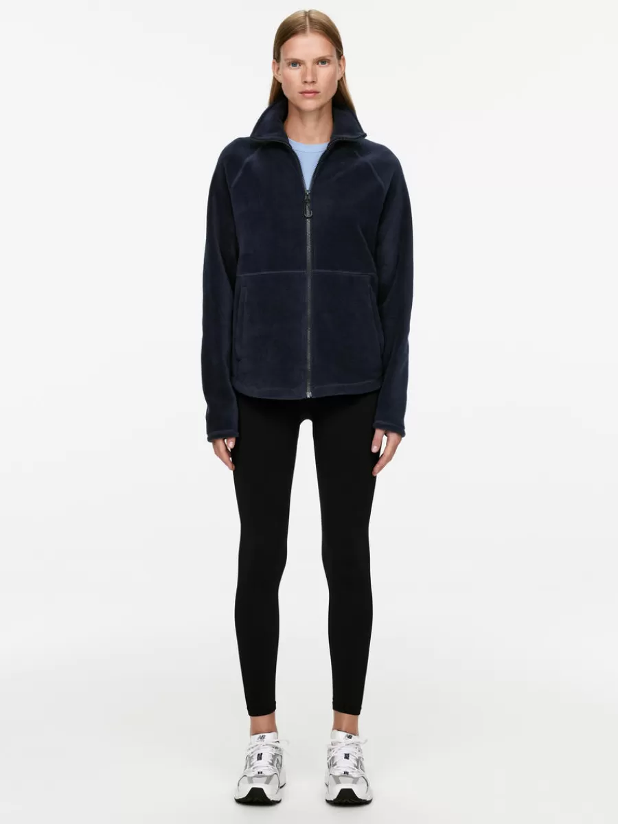 Hot ARKET Fleece Zip Jacket Dark Blue