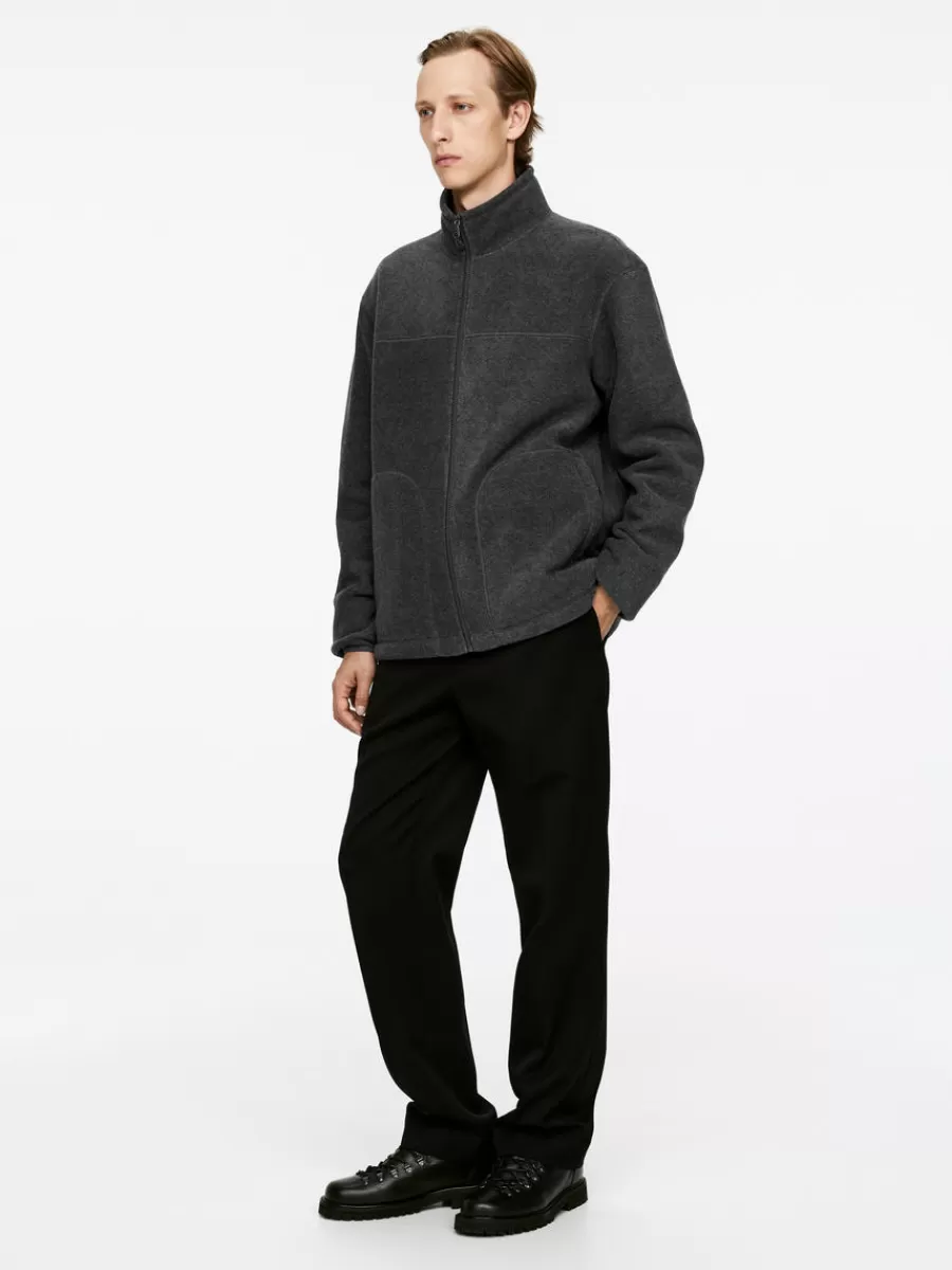 Discount ARKET Fleece Zip Jacket Dark Grey