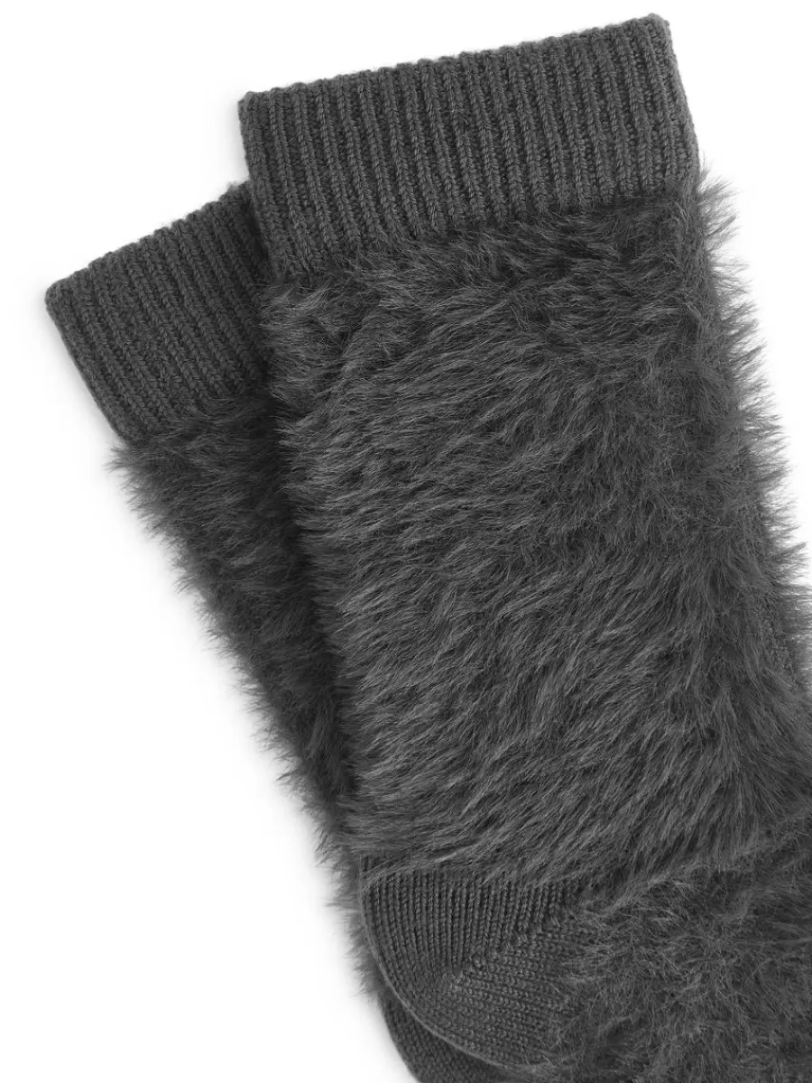 Discount ARKET Fluffy Socks Dark Grey