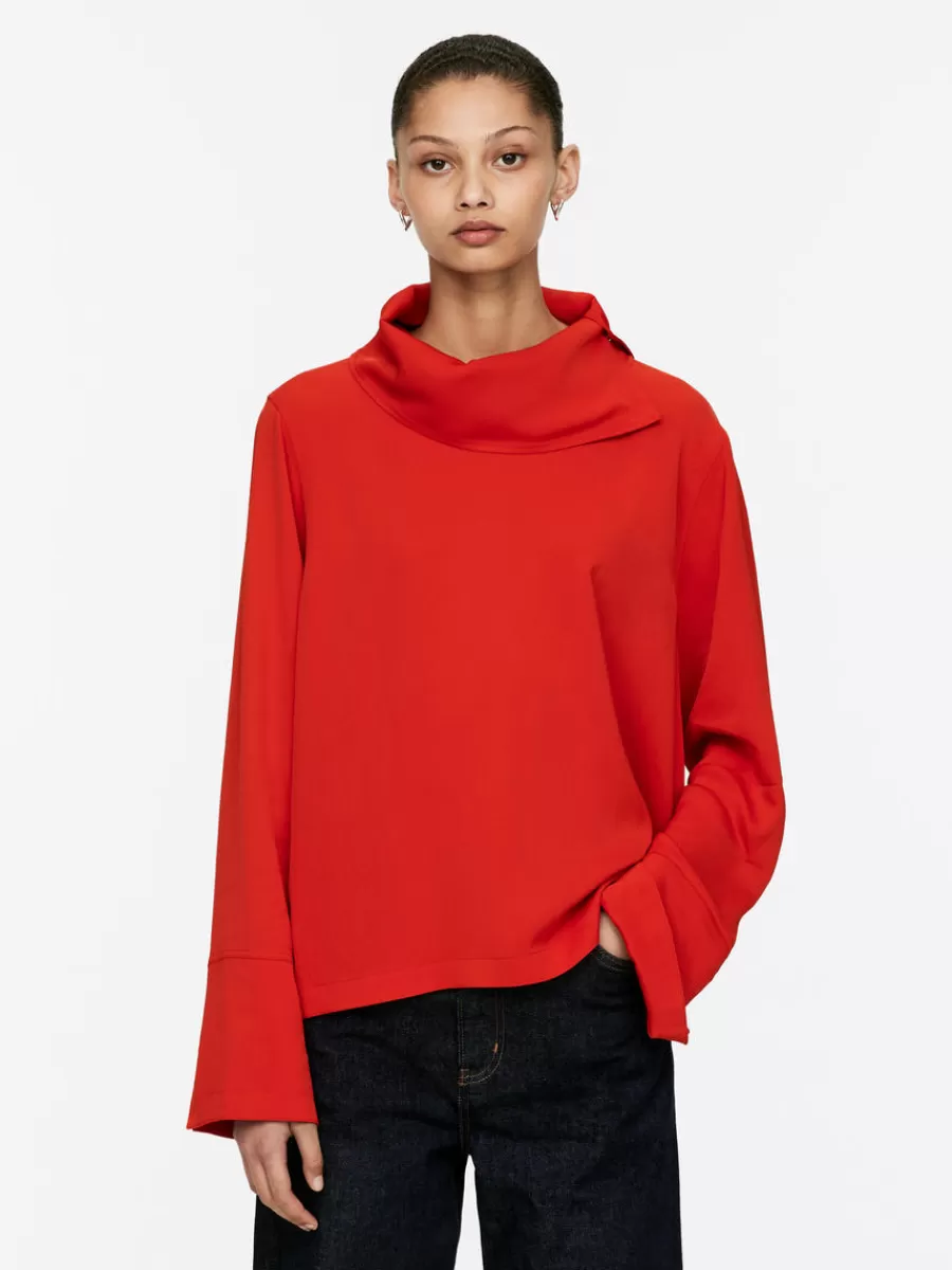 Shop ARKET Fold-Collar Blouse Red