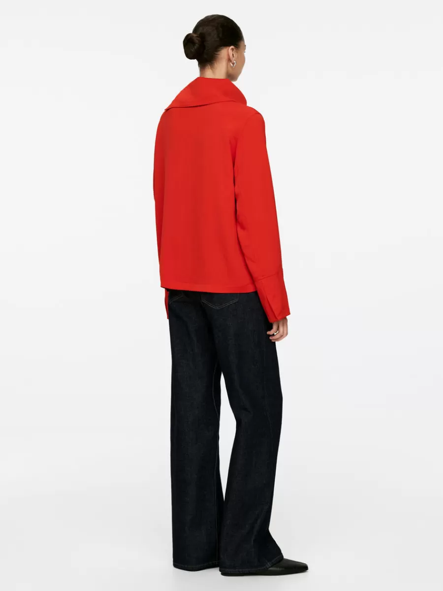 Shop ARKET Fold-Collar Blouse Red