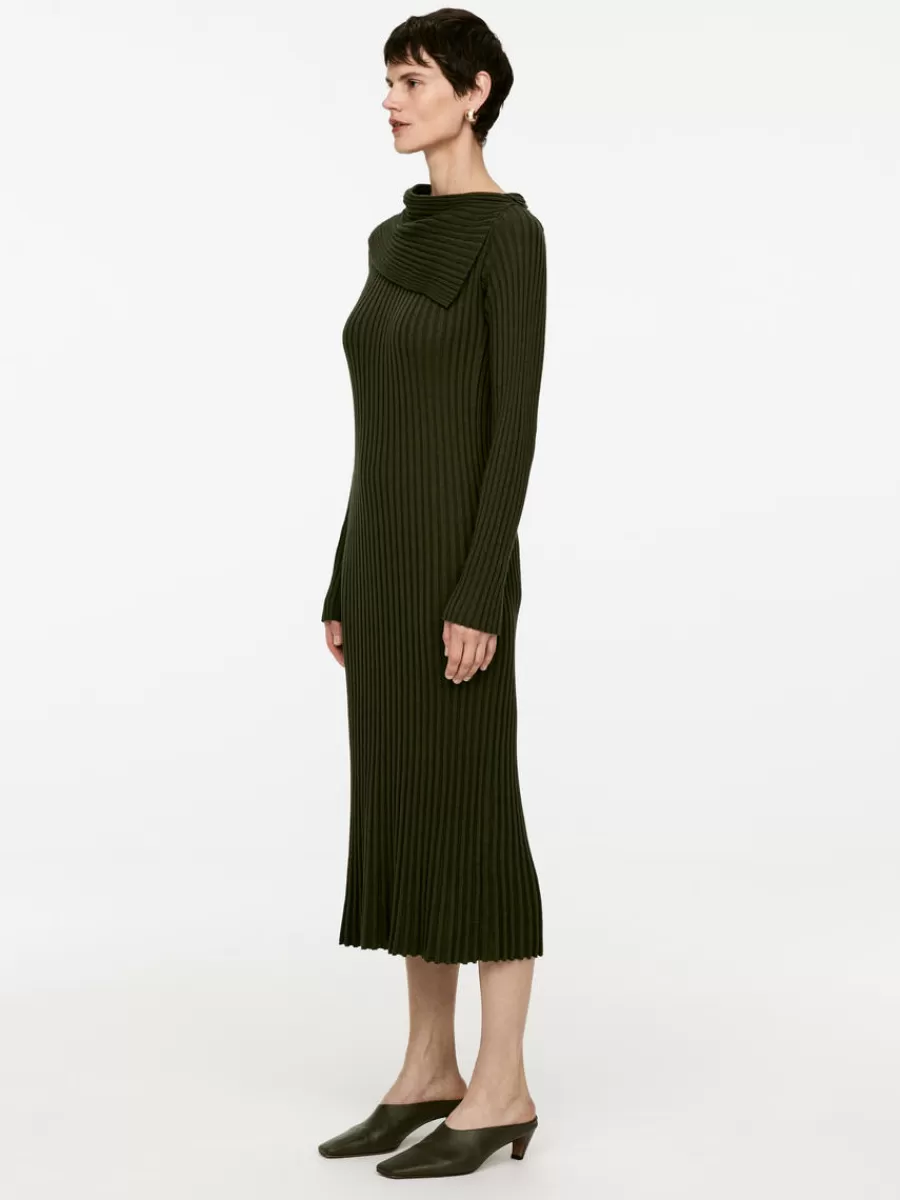 Flash Sale ARKET Fold-Over Knitted Dress Dark Khaki Green