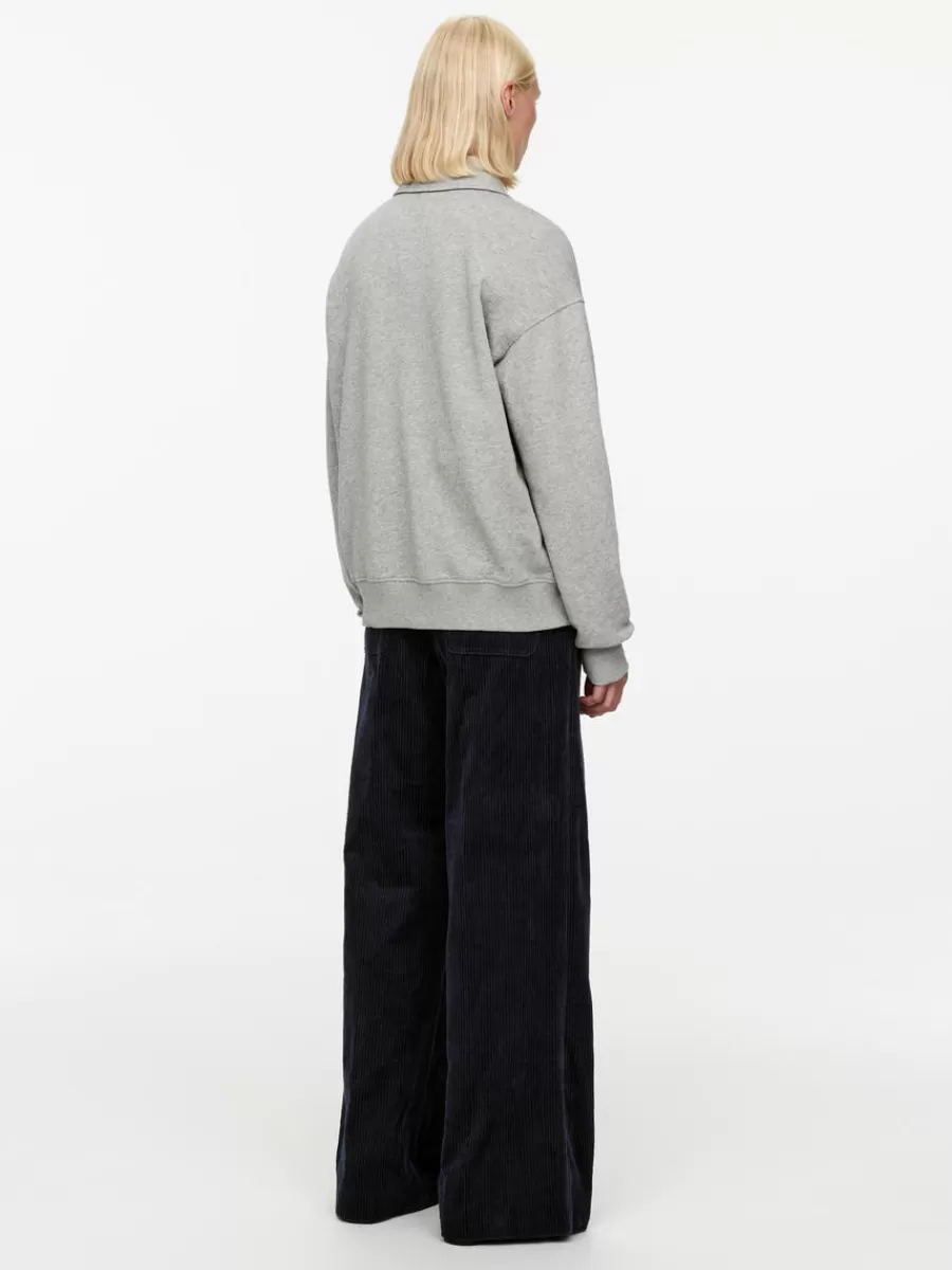 Shop ARKET French Terry Polo Shirt Grey Melange