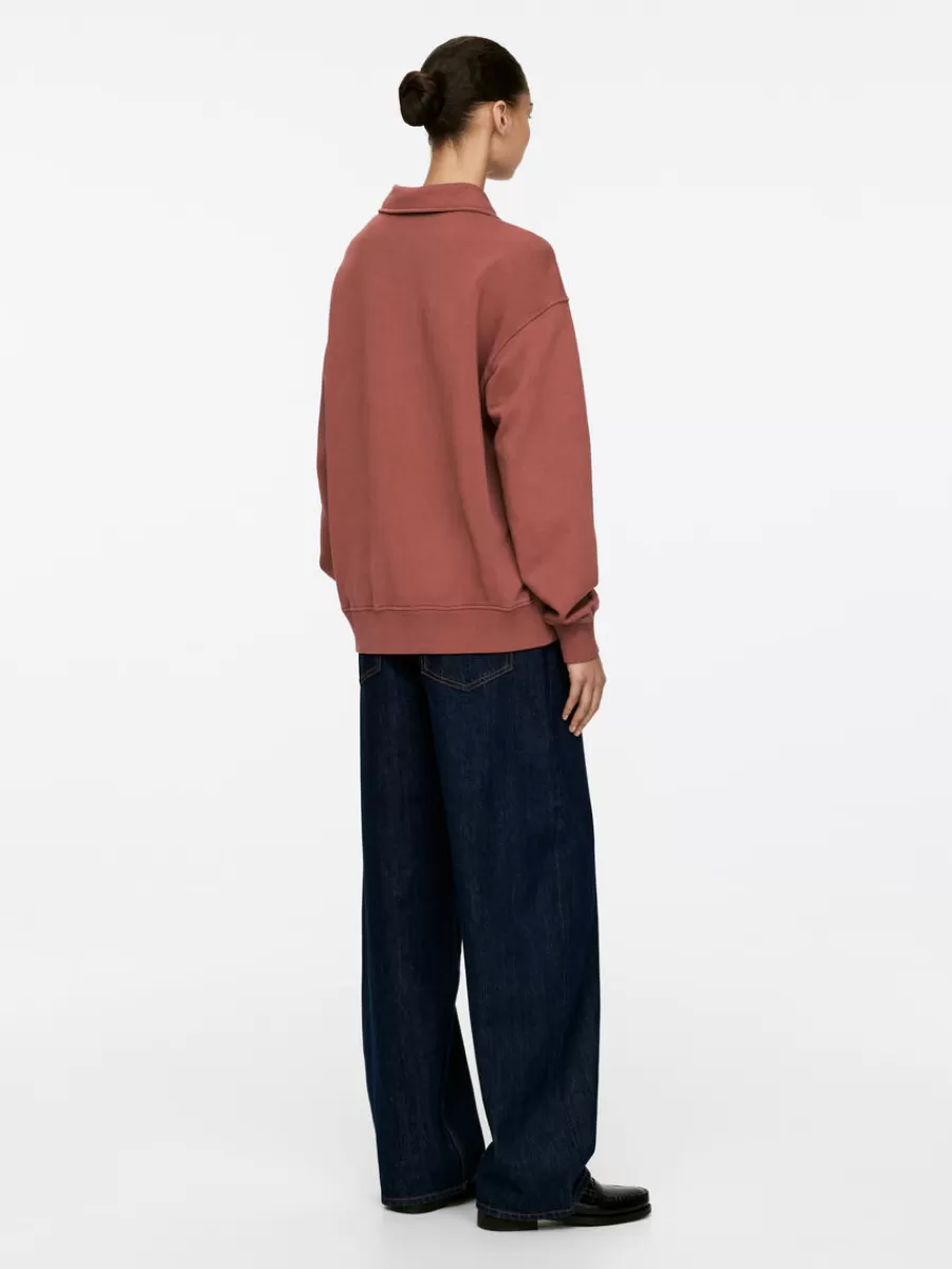 New ARKET French Terry Polo Shirt Faded Burgundy