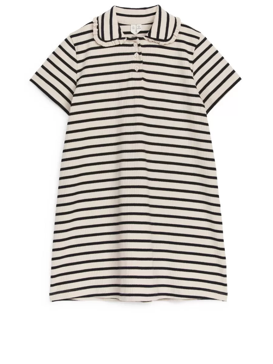 Sale ARKET Frill Collar Dress Black/Off White