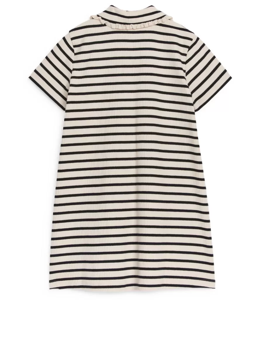 Sale ARKET Frill Collar Dress Black/Off White