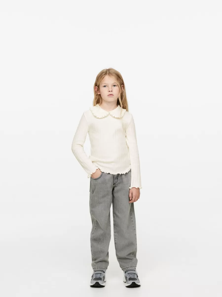 Flash Sale ARKET Frill Collar Pointelle Top Off White