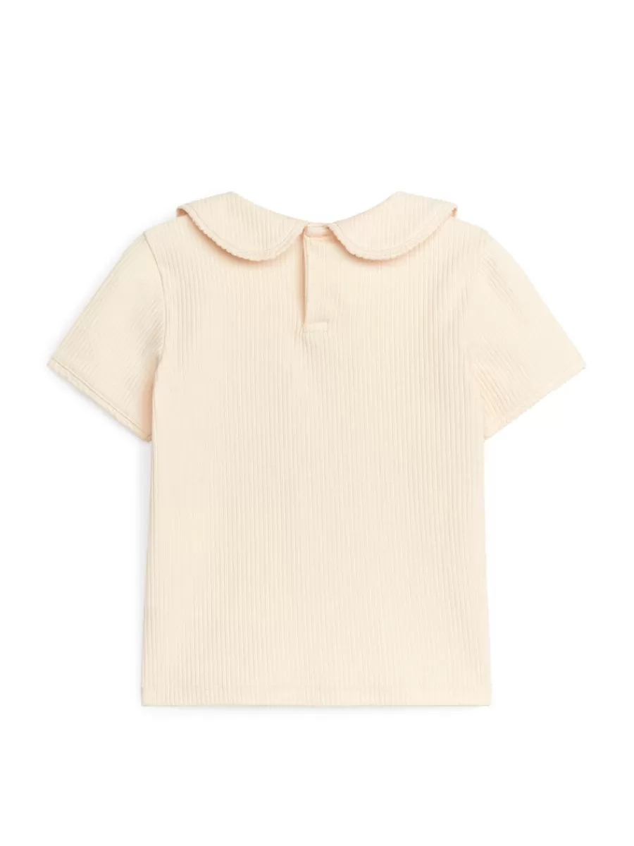 Online ARKET Frill Collar Top Beige