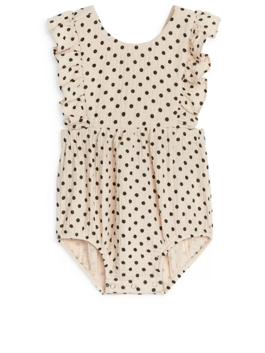 Discount ARKET Frill Muslin Romper Beige/Black
