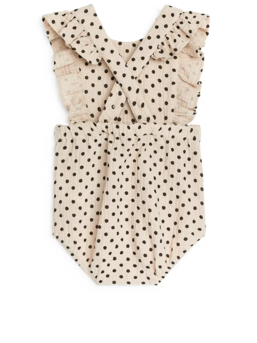 Discount ARKET Frill Muslin Romper Beige/Black