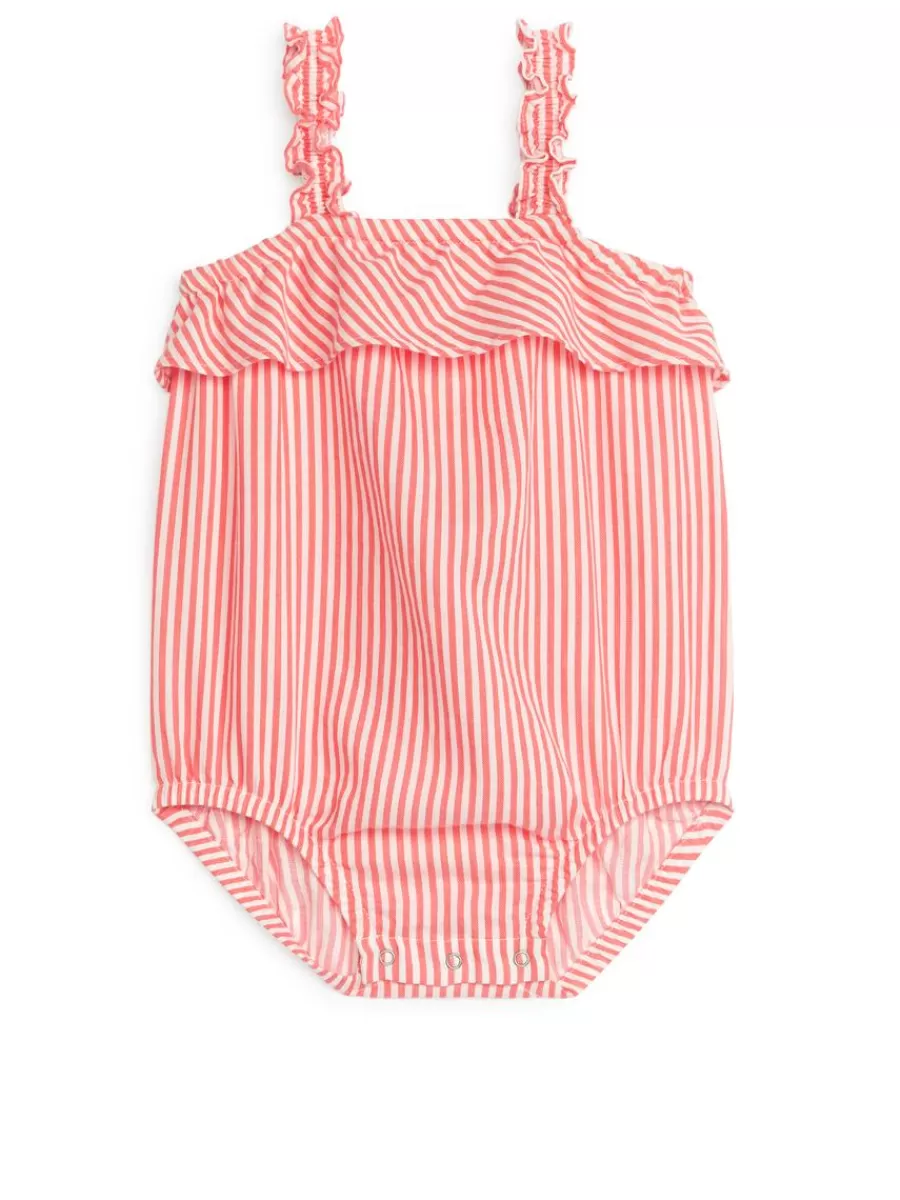 Sale ARKET Frill Romper White/Red