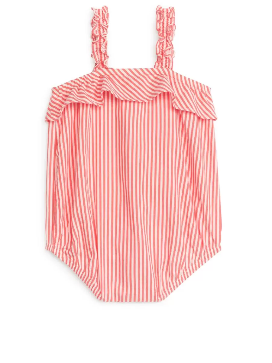Sale ARKET Frill Romper White/Red