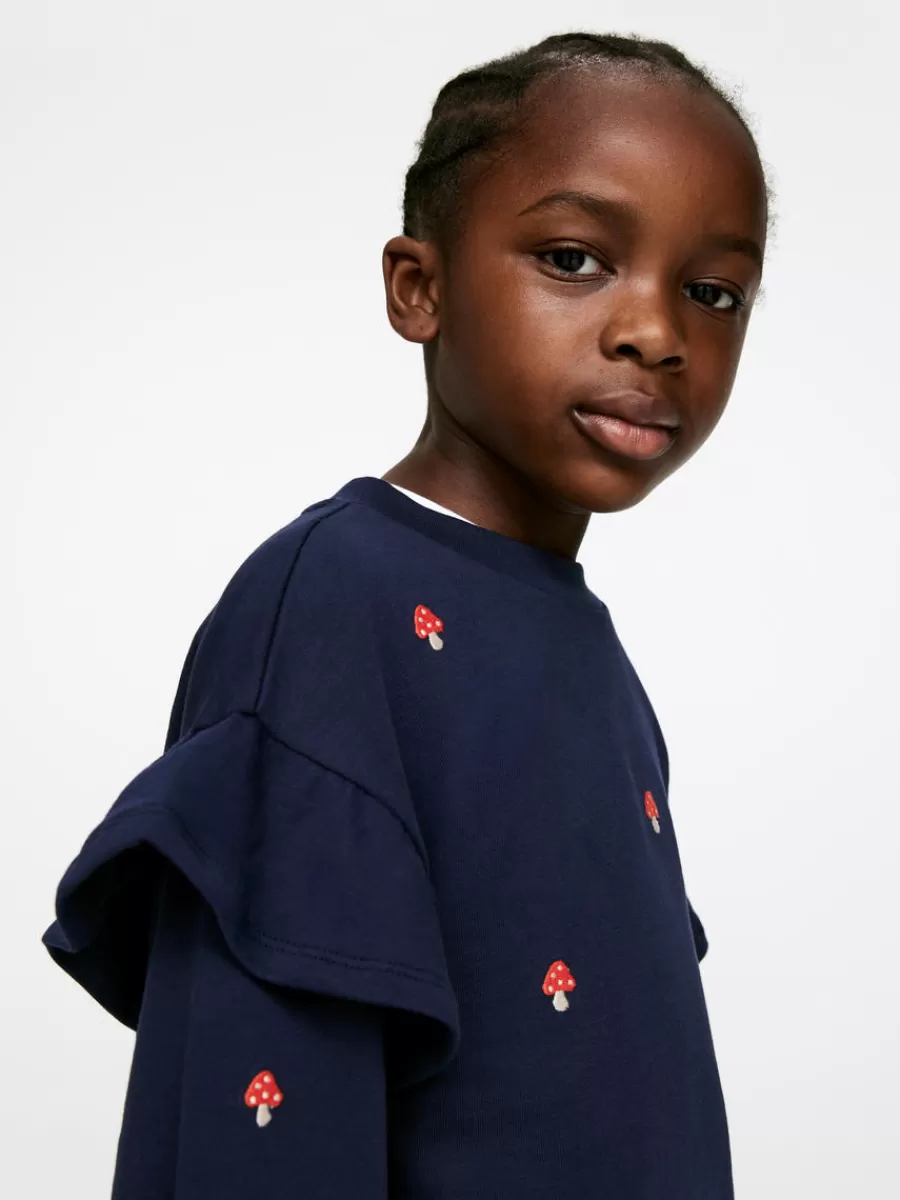 Fashion ARKET Frill Sweatshirt Dark Blue/Mushrooms