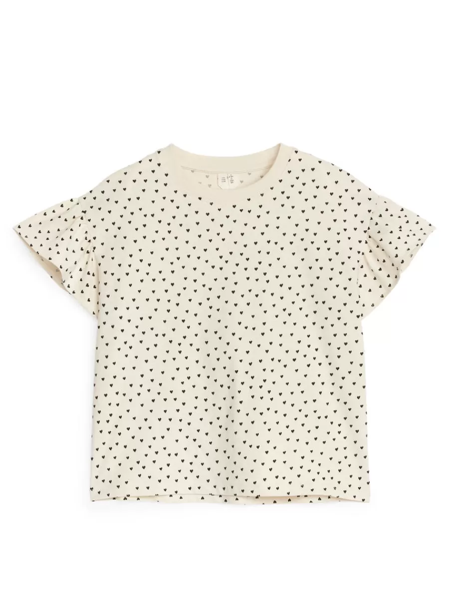 Sale ARKET Frill T-Shirt Off White/Hearts