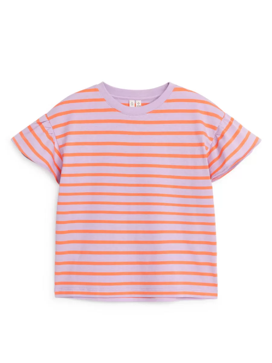 Cheap ARKET Frill T-Shirt Orange/Lilac