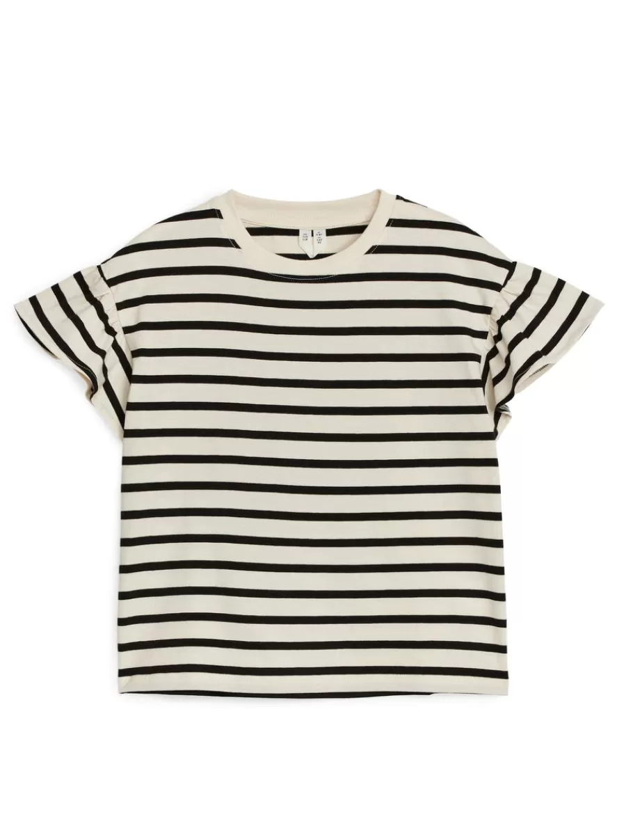 Clearance ARKET Frill T-Shirt Black/Off White