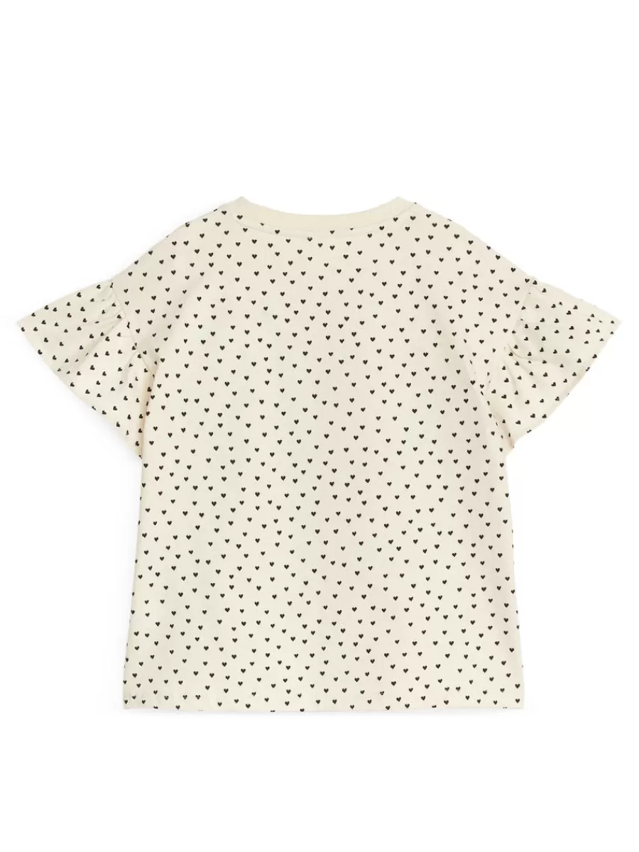 Sale ARKET Frill T-Shirt Off White/Hearts