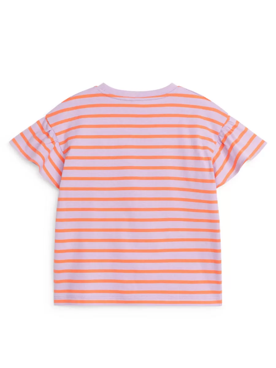 Cheap ARKET Frill T-Shirt Orange/Lilac