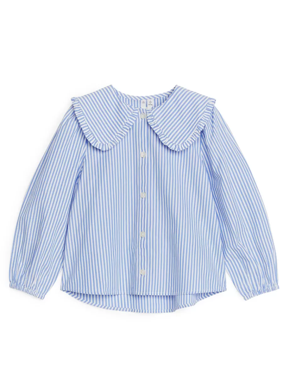 Fashion ARKET Frill-Collar Blouse White/Blue