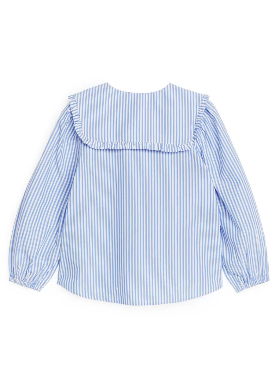 Fashion ARKET Frill-Collar Blouse White/Blue
