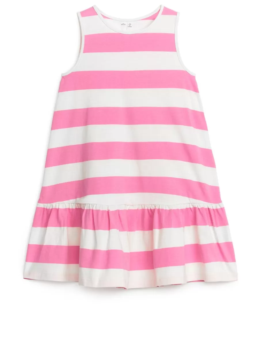 Best Sale ARKET Frilled Jersey Dress Pink/White