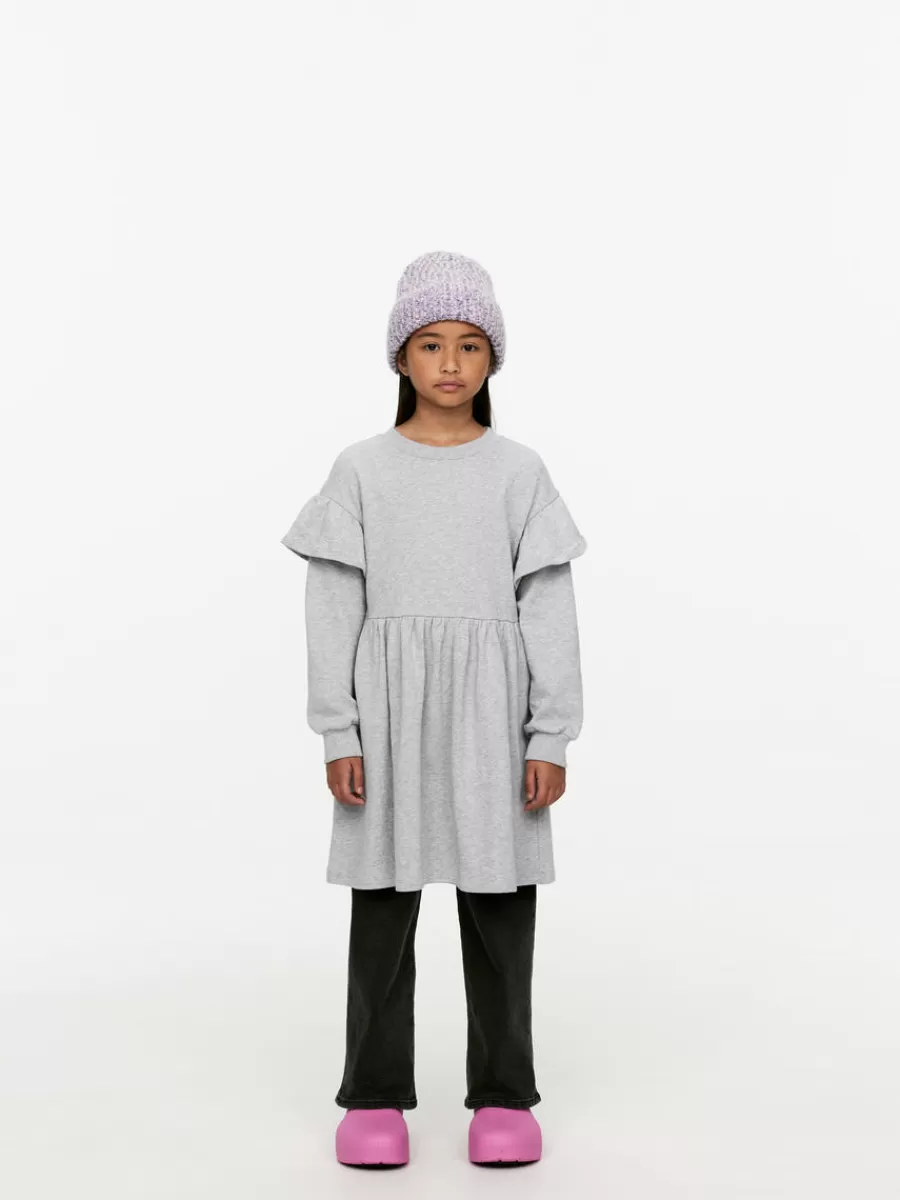 Clearance ARKET Frilled Jersey Dress Grey Melange