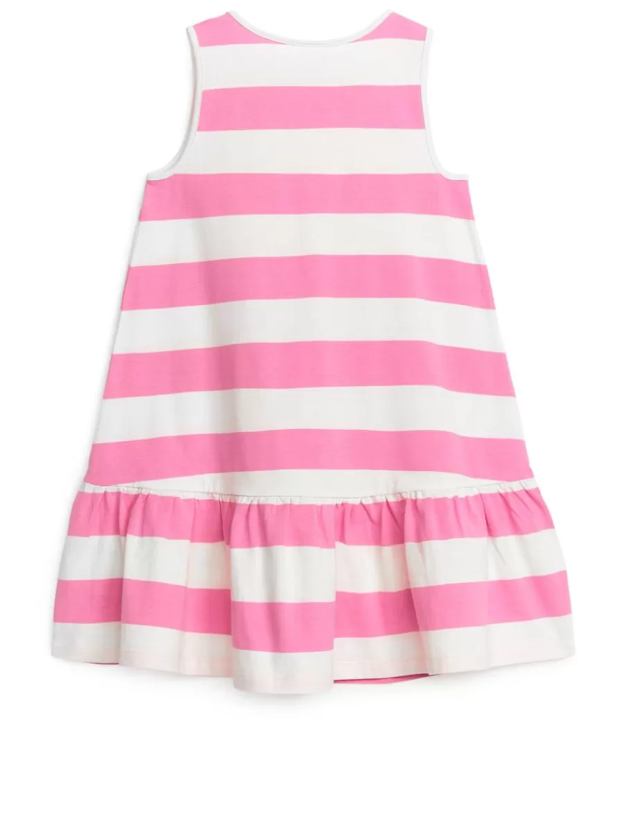 Best Sale ARKET Frilled Jersey Dress Pink/White