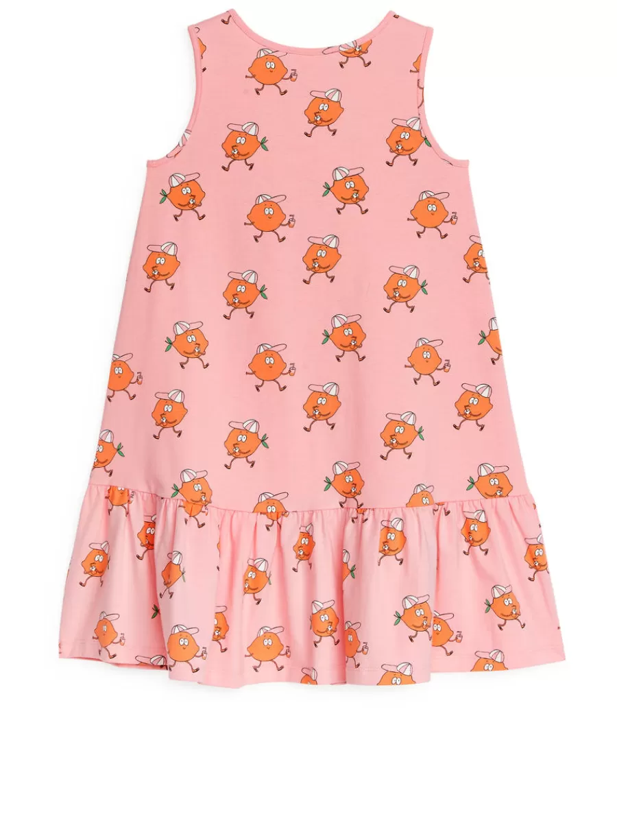 Shop ARKET Frilled Jersey Dress Pink/Orange