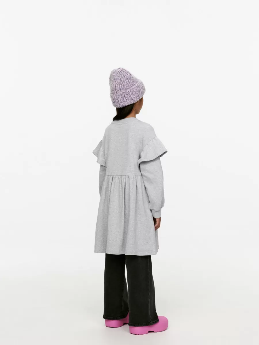Clearance ARKET Frilled Jersey Dress Grey Melange