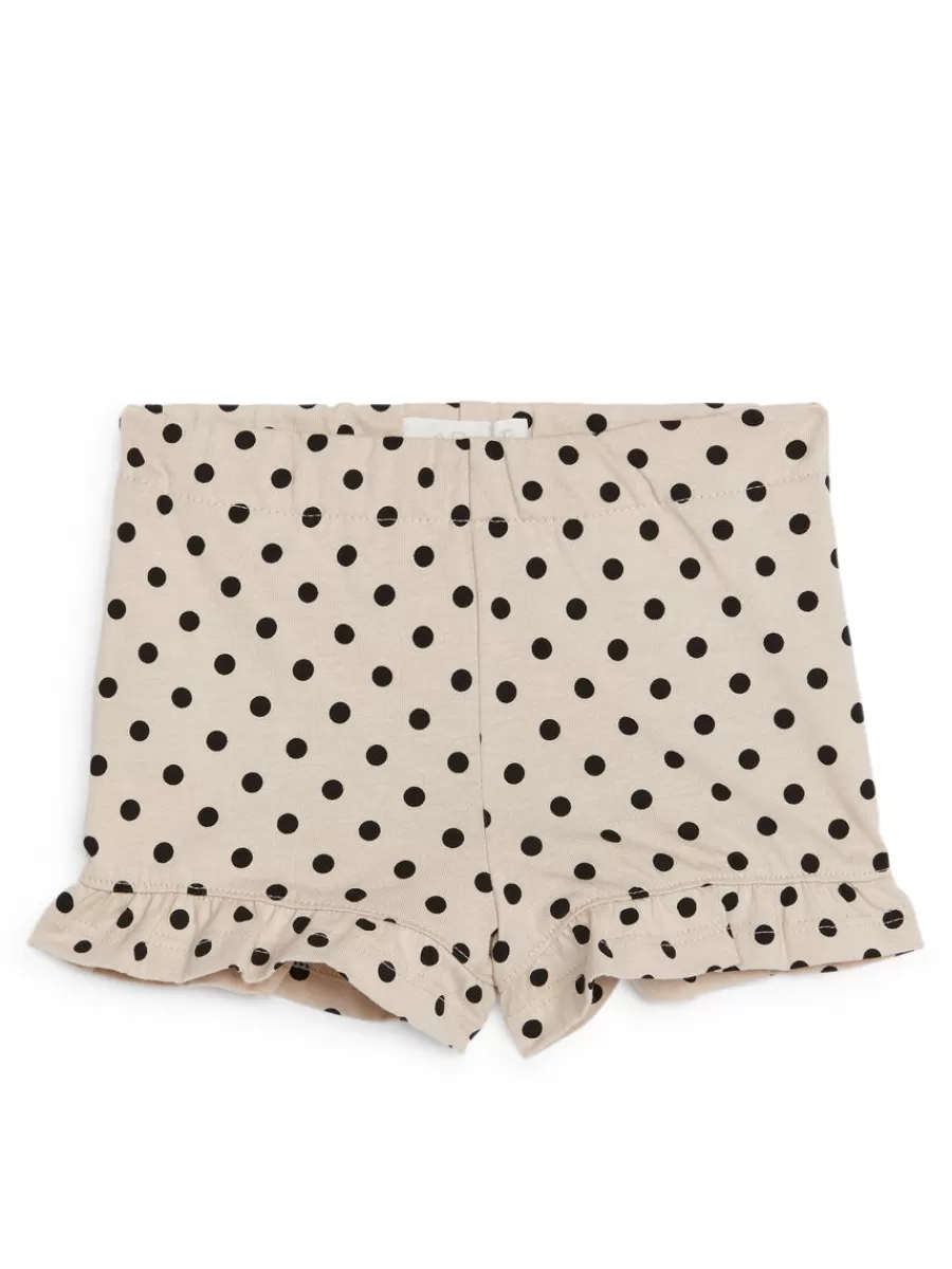 Cheap ARKET Frilled Jersey Shorts Beige/Black