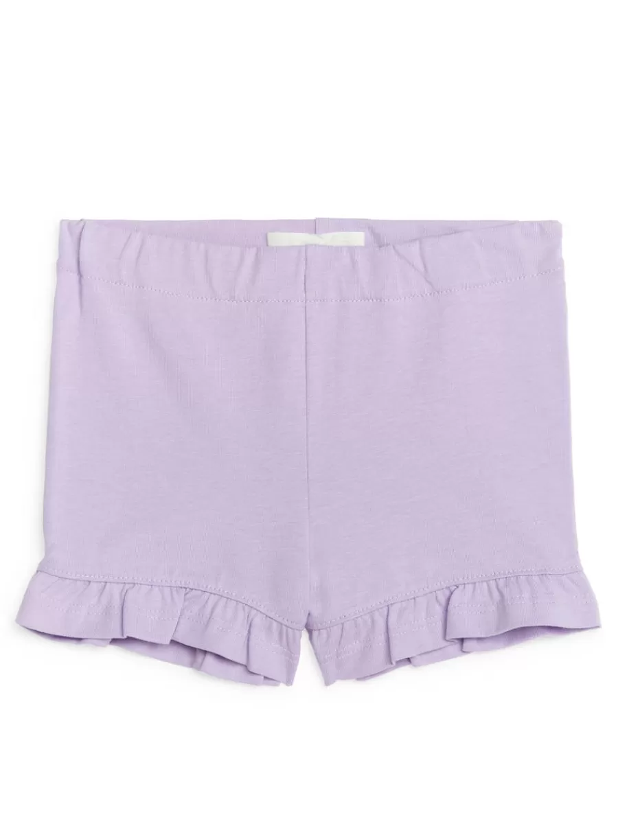 Cheap ARKET Frilled Jersey Shorts Lilac