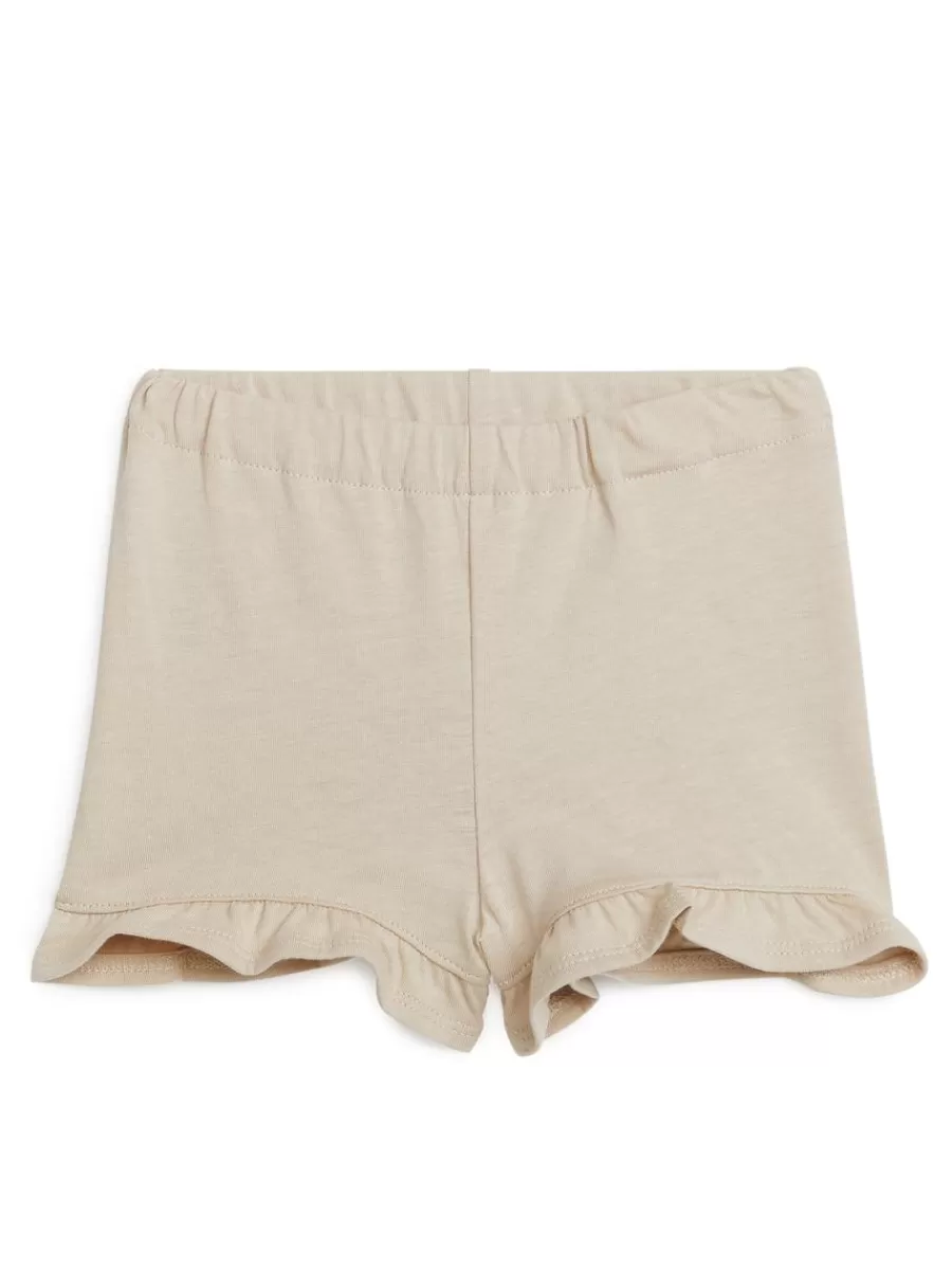 Cheap ARKET Frilled Jersey Shorts Beige