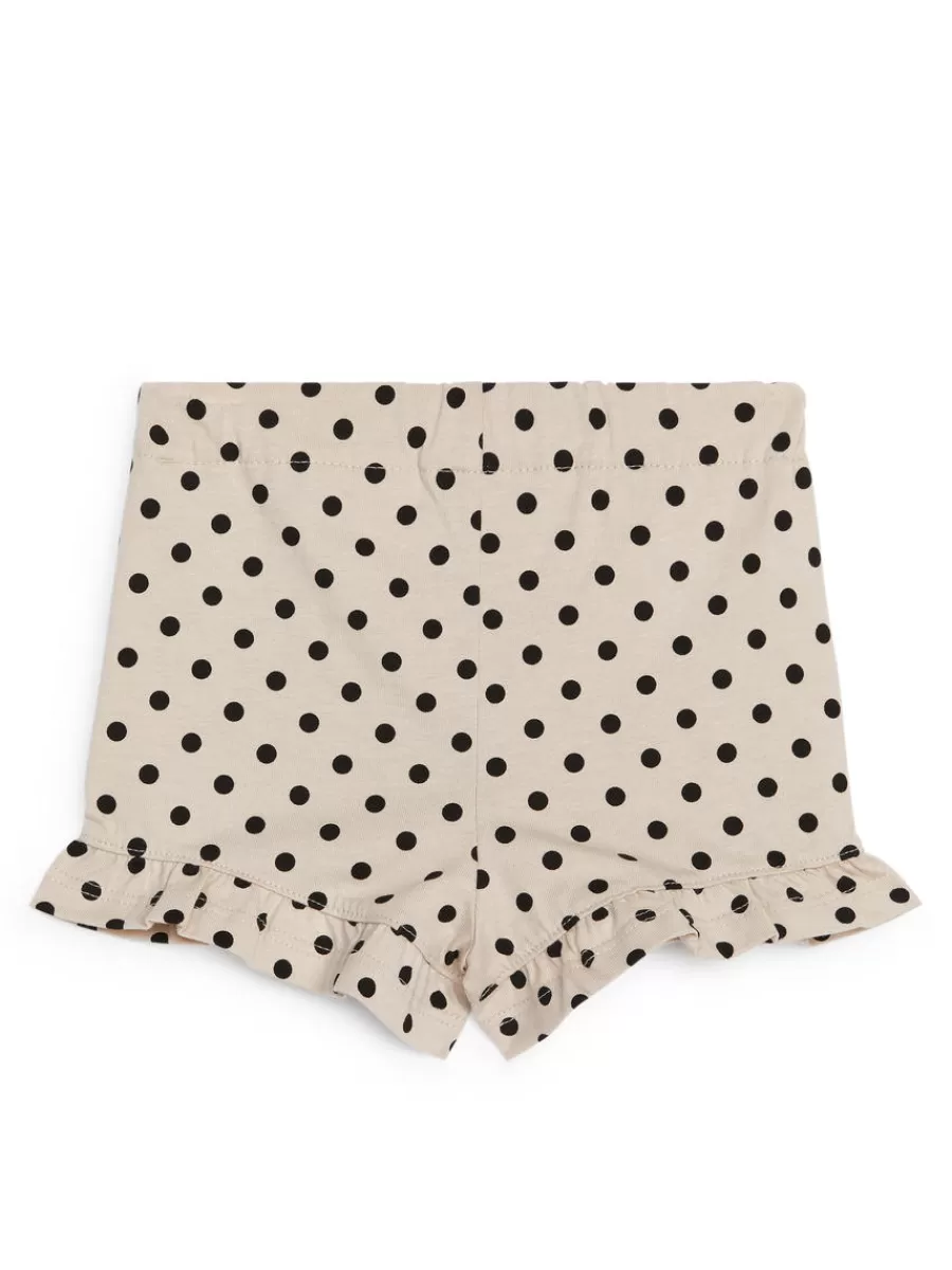 Cheap ARKET Frilled Jersey Shorts Beige/Black
