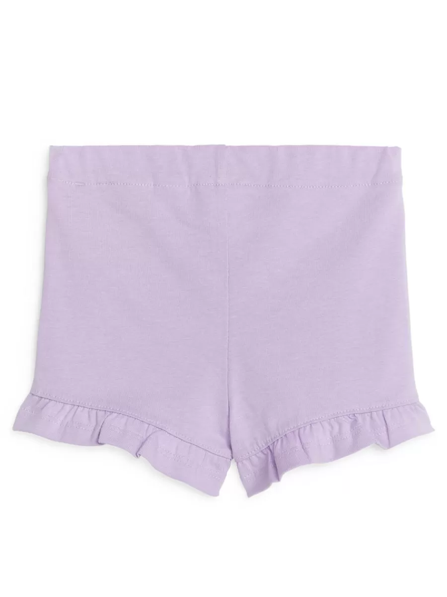 Cheap ARKET Frilled Jersey Shorts Lilac