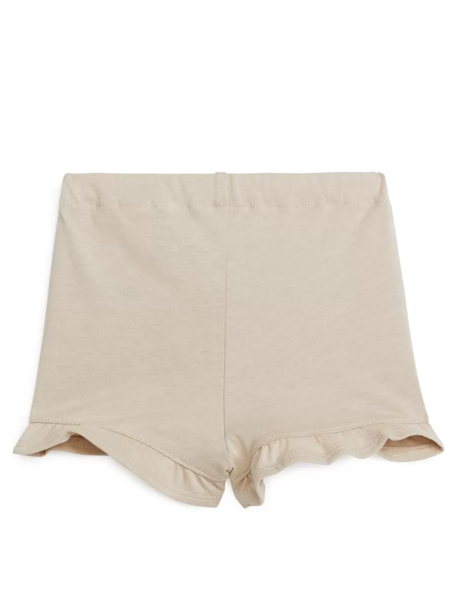 Cheap ARKET Frilled Jersey Shorts Beige