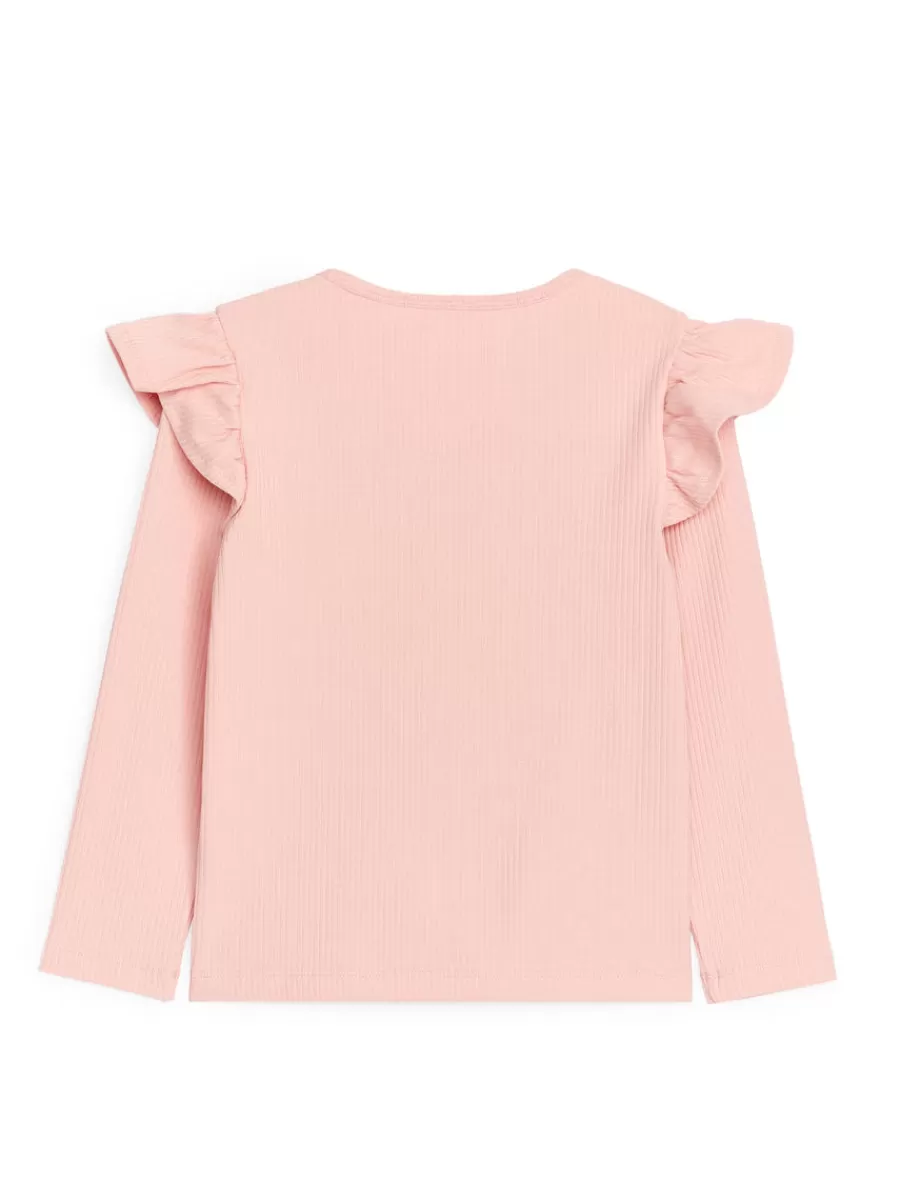 Cheap ARKET Frilled Jersey Top Pink
