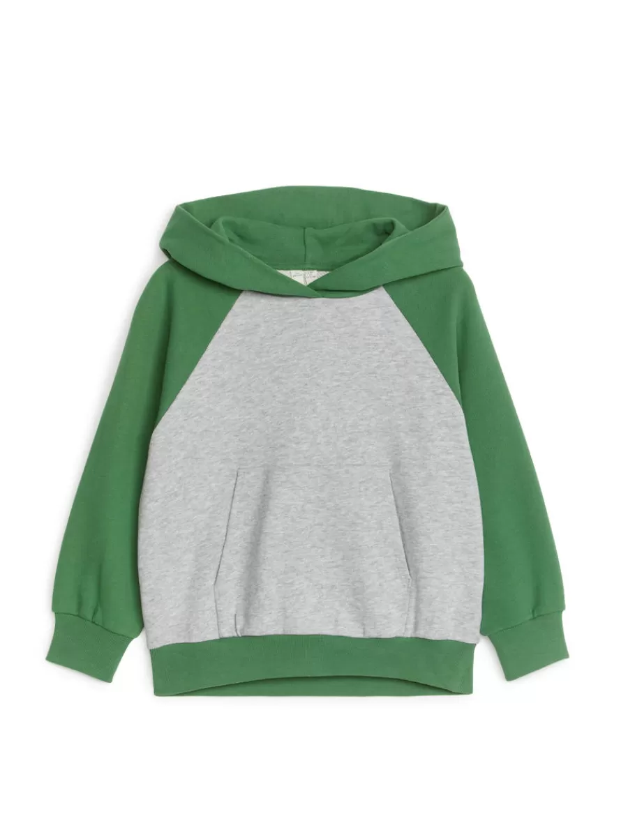 Sale ARKET Front-Pocket Hoodie Grey Melange/Green