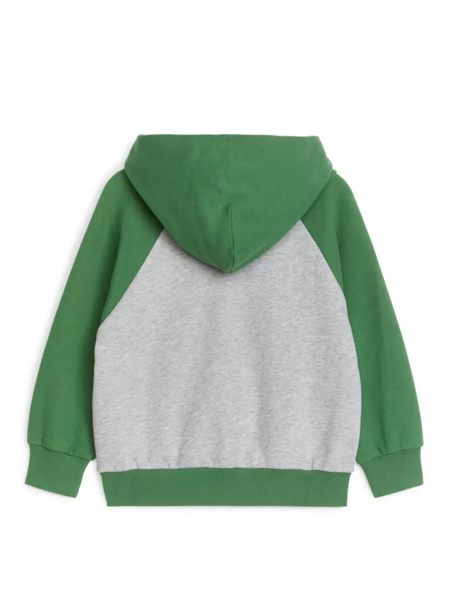 Sale ARKET Front-Pocket Hoodie Grey Melange/Green